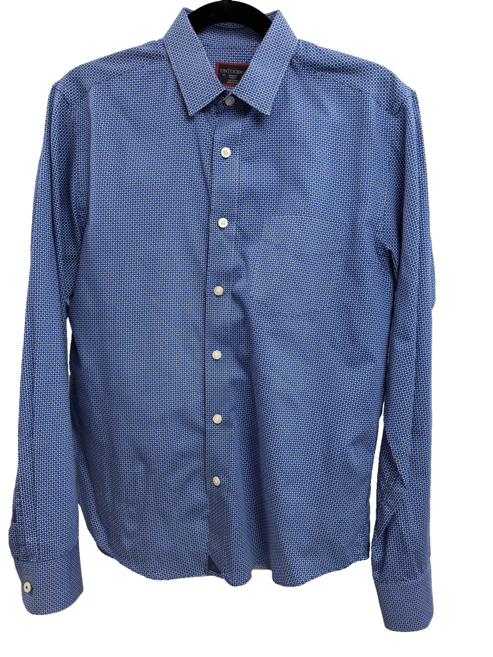 UNTUCKit Button Down Shirt Men Blue with White Stars Slim Fit Long Sleeve Size S